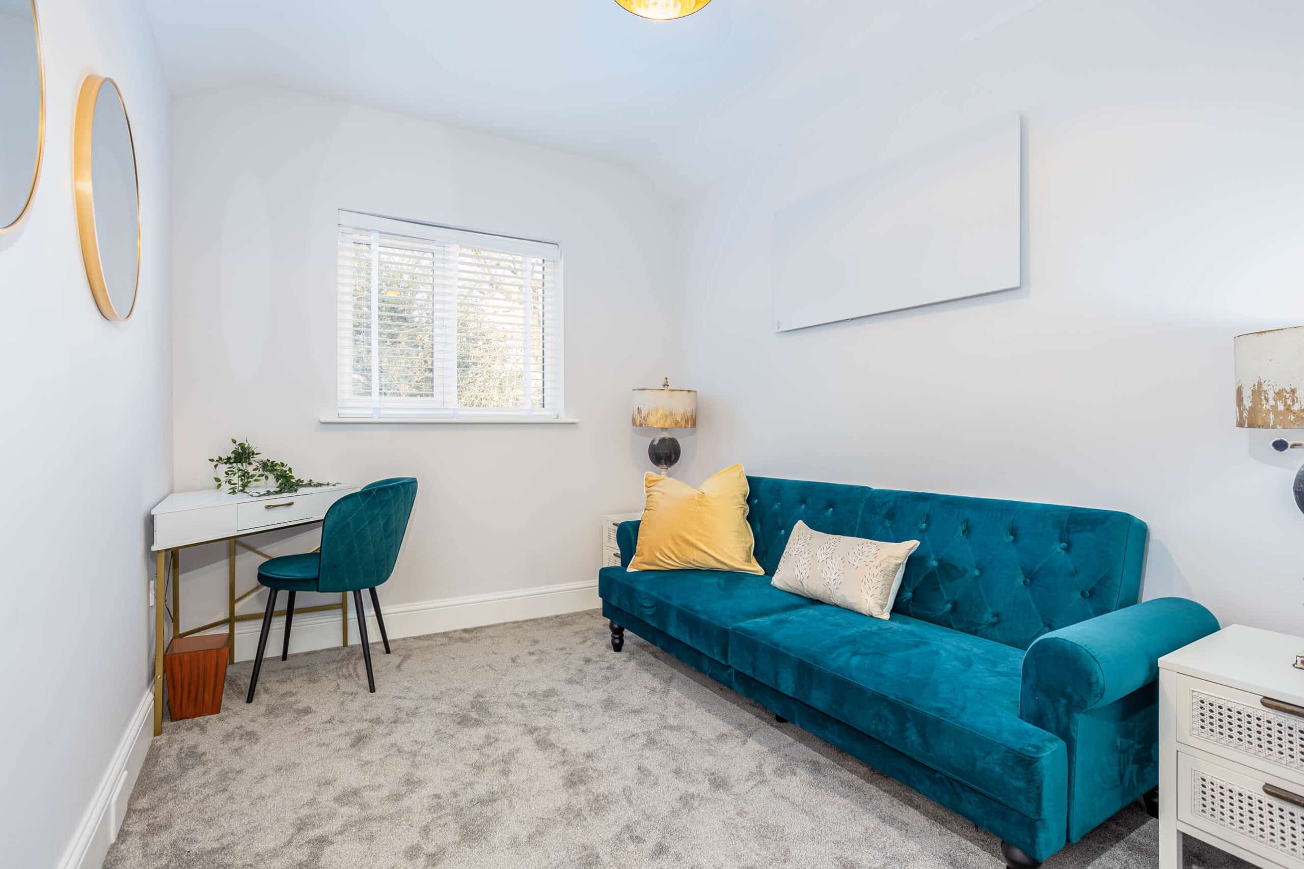 Relax in style with sofa and dining table in the living space of this Coppergate Serviced Accommodation