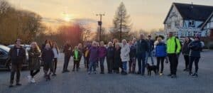 A group of walkers gathering before a walk